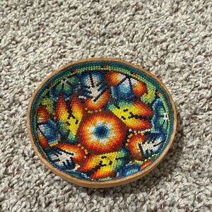 Handcrafted Multicolor Beaded Decorative Bowl - Vibrant Floral Design